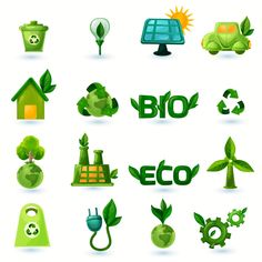 green eco icons set - miscellaneous symbols