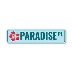 Paradise Place Sign Street Sign Wall Art, Beachy Room Prints, Coastal Room Posters, Room Ideas Preppy Beach, Beach Signs Aesthetic, Outerbanks Room Decor, Preppy Beach Room Decor, Surfers Paradise Sign, Cute Signs For Bedroom