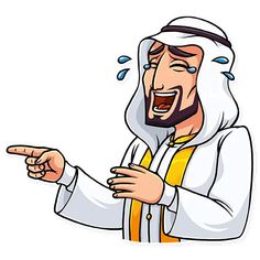 a cartoon character pointing at something with his finger to the side and wearing a headdress