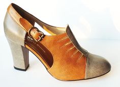 a women's shoe with two toned heels