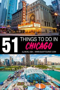 the chicago skyline with text overlay that reads 51 things to do in chicago