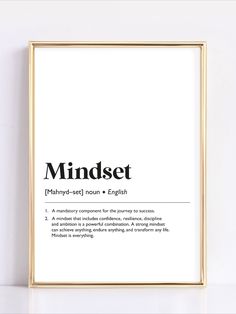 a black and white poster with the words mindset in bold font on it's front