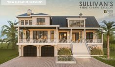 this is an artist's rendering of a two - story house with multiple balconies