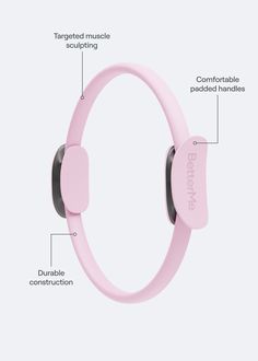 a pink wristband with instructions on how to use the strap for an activity watch