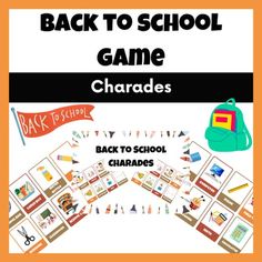 back to school game charadess with the words back to school written on it