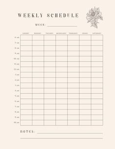 a printable weekly schedule is shown with the words, name and date on it