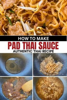 Close-up of chicken pad Thai and step-by-step instructions. Pad Thai Sauce Recipe Easy, Pad Thai Sauce Recipe, Thai Sauce Recipe, Coleslaw Recipe Easy, Pad Thai Sauce, Thai Sauce, Thai Recipe, Pad Thai Recipe