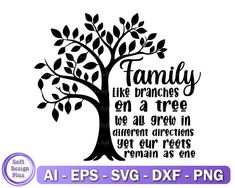 the family like branches on a tree svg dxf file is shown in black and