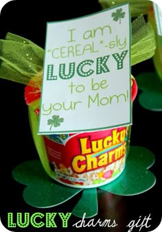 lucky charms gift for st patrick's day is on display at the library store