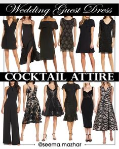 Black Cocktail Dress Classy Accessories, Bridesmaid Cocktail Dresses, Colorado Cocktail Attire, Black And White Cocktail Party Attire, Summer Wedding Cocktail Dress, After Five Attire For Women Party, Wedding Cocktail Party Outfit, Wedding Cocktail Dress Guest, Cocktail Wedding Dress Guest