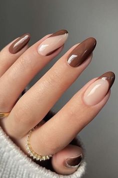 Ongles Beiges, September Nails, October Nails, Brown Nails, Classy Nails, Short Acrylic Nails, Nail Polishes