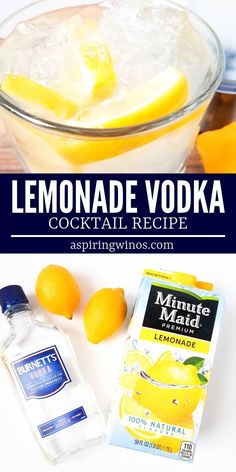 lemonade vodka cocktail recipe in a glass bowl with ice and lemons next to it