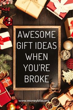 Finding great gift ideas when you’re broke is demoralizing. Get plenty of awesome presents that are inexpensive or maybe even free! And not cheap looking! Diy Gifts When You Are Broke, Thoughtful Inexpensive Christmas Gifts, Low Cost Diy Christmas Gifts, Sentimental Diy Christmas Gifts, Cheap Christmas Present Ideas, Budget Gifts For Him, Cheap Thoughtful Gifts, Non Expensive Christmas Gifts, Thoughtful Diy Christmas Gifts