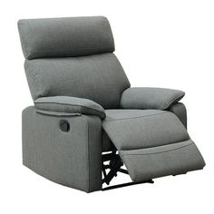 the reclining chair is upholstered and ready to be used in any room