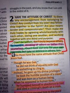 an open bible with the words, i have the attitude of christ