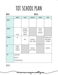 a printable tot school plan with the words, what is it and how does it