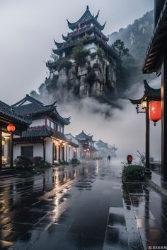 Winter In China, Japan Nature Aesthetic, Chinese Streets, Ancient Japanese Architecture, Chinese Countryside, Scene Reference, Goth Architecture, Chinese Buildings