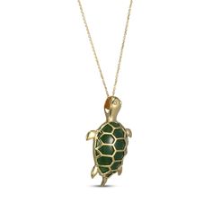 A symbol of luck, this turtle nephrite jade necklace is certain to be adored. Crafted in 14K yellow gold The pendant features a beautiful pear-shaped nephrite jade cabochon A honeycomb overlay creates the shell pattern The adjustable 18-inch cable chain secures with a spring ring clasp Symbol Of Luck, Turtle Necklace, Shell Pattern, Nephrite Jade, Jade Necklace, Spring Rings, Cable Chain, Honeycomb, Pear Shaped