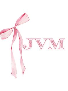 the word mmvj is written in pink ink with a ribbon tied around it