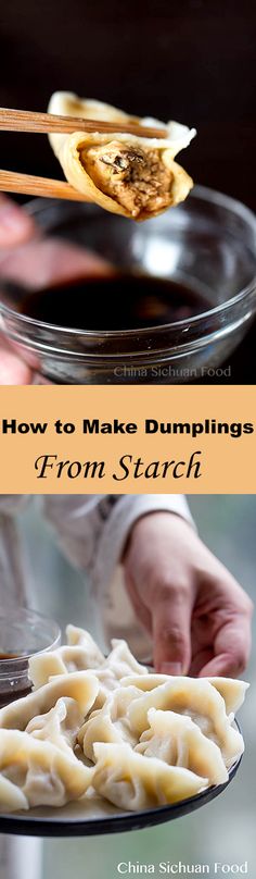 how to make dumplings from starch with chopsticks on the plate and in the background