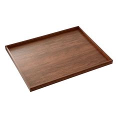 an empty wooden tray on a white background