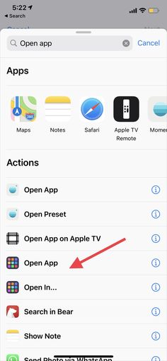 an iphone screen showing the settings and options to open app on the left hand side