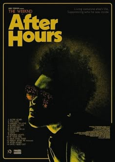 the poster for the film after hours, with an image of a man wearing sunglasses