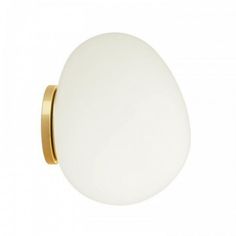 an image of a white ball light on a gold plated wall mounted lamp fixture