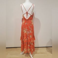 Long Breezy Floral Boho Dress, Open Back With Straps, Sized Fit Chest, A True Head Turner! Back Hidden Zipper For Easy Wear, V-Neckline With Small Fabric Buttons On Chest. This Dress Flows Beautifully In The Wind! Fits Perfect For Size S-M Urban Outfitters Maxi Dress, Floral Boho Dress, Plunge Maxi Dress, Tropical Maxi Dress, Dress Open Back, Hot Picks, Spaghetti Strap Maxi Dress, Fabric Buttons, Boho Floral Dress