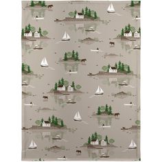 a wallpaper with boats and trees on it