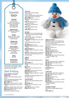 the knitting pattern for a snowman stuffed animal