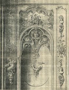 an old black and white drawing of a doorway