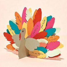 a paper turkey with words written on it