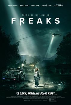 a movie poster for the film freaks with a person standing in front of a car