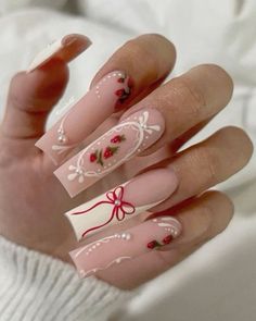 Girly Acrylic Nails, Cute Acrylic Nail Designs, Her Nails, Coffin Shape Nails, Really Cute Nails, Acrylic Nails Coffin Pink, Long Square Acrylic Nails, Unique Acrylic Nails, Nail Swag