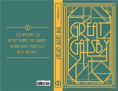 the great gatsby book cover with an art deco font and typograph