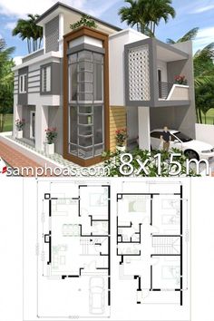 two story house plan with 3 bedroom and 2 bathrooms