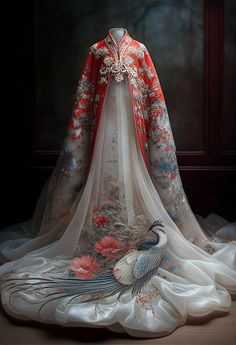 Hanfu Wedding Dress, Wedding Dress Display, Inspired Wedding Dress, Cape Wedding, Clothing Display, Cape Wedding Dress, Dress Display, Clothing Displays, Chinese Hanfu