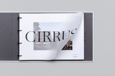 an open book with the word cirrus printed on it's front cover