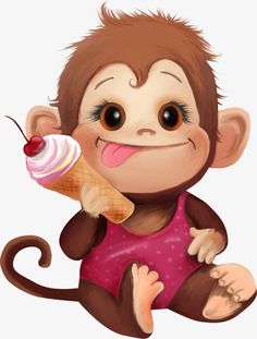 a cartoon monkey eating an ice cream cone