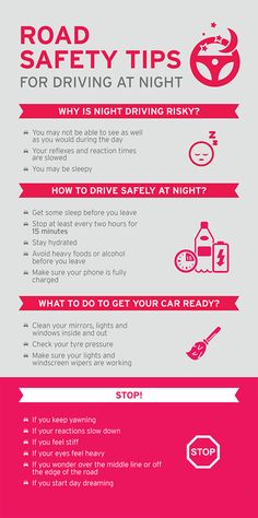 the road safety tips for driving at night info sheet with instructions on how to use it