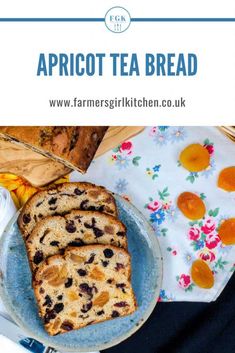 an image of apricot tea bread on a plate