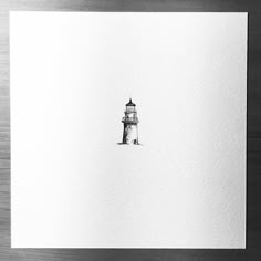 a black and white drawing of a light house on top of a piece of paper