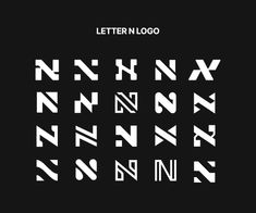 the letter n is made up of letters and numbers in white on a black background