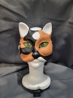 This mask is made using a paper cat mask as a base. It has been painted using acrylic paint. The process of making a mask can take up to nine hours. Each detail is made and painted with care!  - All masks sold at this shop will come with a Mask Care Card. These masks are durable but be gentle and kind to them! They are wearable works of art. The mask can be stored hanging up, in a drawer, on a shelf, or anywhere they won't get damaged. This mask is NOT waterproof. Light rain or sprays will not d Paper Cat, Therian Mask, Animal Mask, Cat Mask, Animal Masks, Light Rain, Mount Vernon, Costume Mask, Using Acrylic Paint