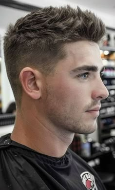 Men’s Ivy League Haircut, Men’s Short Textured Hairstyle, Man Hair Cuts Short, Coarse Hairstyles Men, Mens Short Hairstyles Fade, Men’s Hair Cuts Fade, Short Haircut Men Straight Hair, Short Fade Haircut Men, Fade With Long Hair On Top