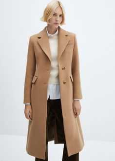 Tailored wool coat - Women | Mango USA Amsterdam Outfits, Cool Mom Style, Capsule Wardrobe Style, Old Money Look, Camel Wool Coat, Suits Business, Winter Edit, Fall Winter Capsule Wardrobe, Must Have Outfits