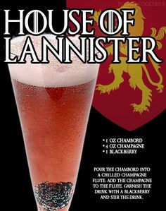 the house of lannister poster features a glass filled with beer and garnished with blackberries