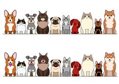 a group of dogs and cats standing next to each other