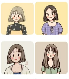 four girls with different facial expressions